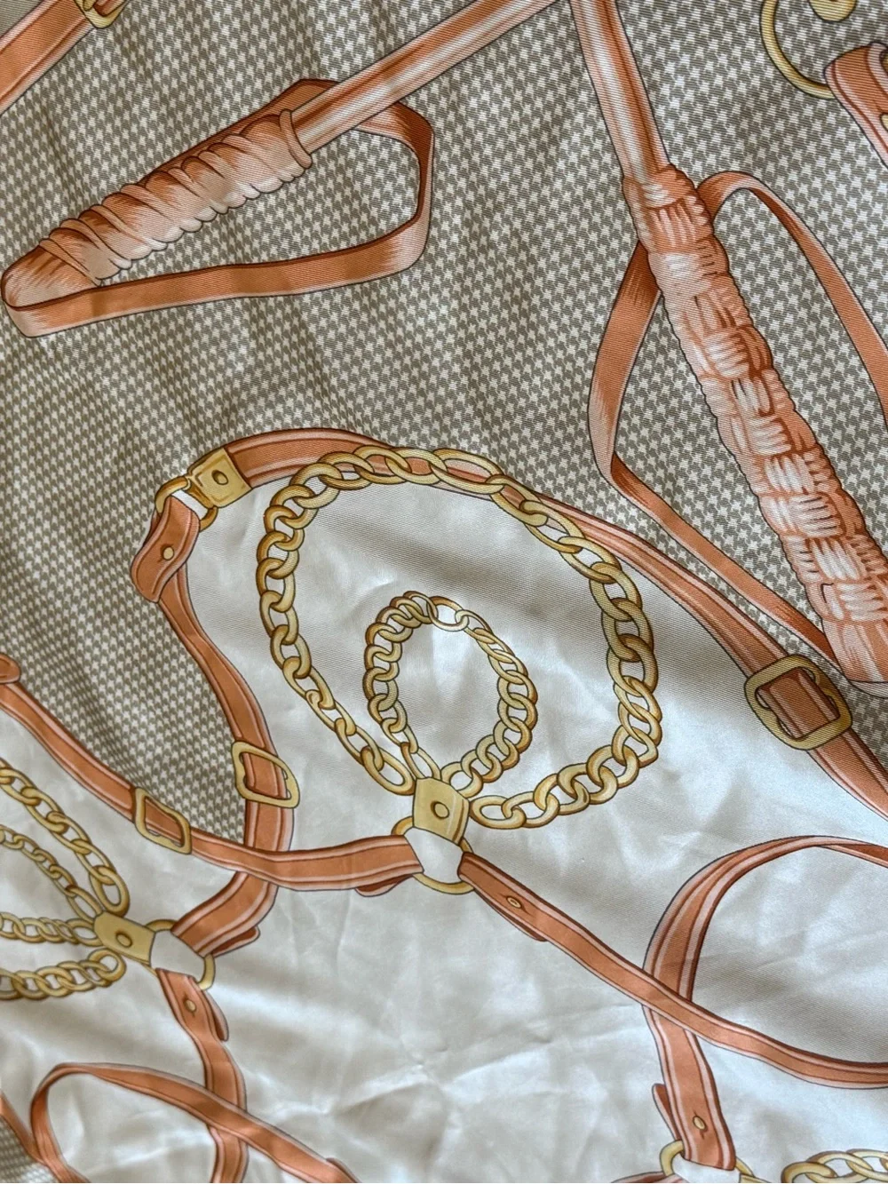 Nordstrom’s made in Italy, silk scarf horse bit chain
